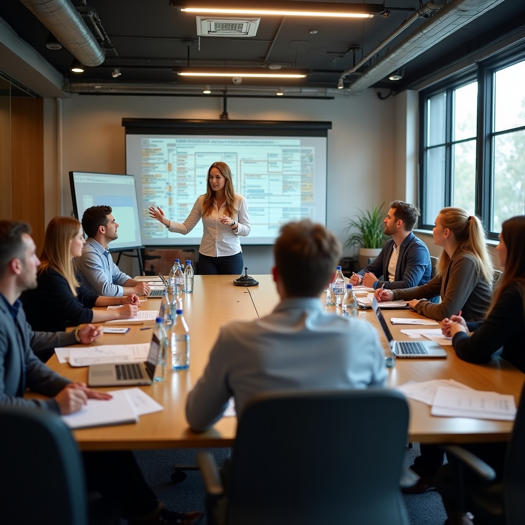 Workshop de comunicare în desfășurare cu o echipă de developeri